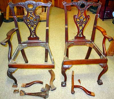 Leather Furniture Polish on Furniture Repair Pictures  Chippendale Chairs